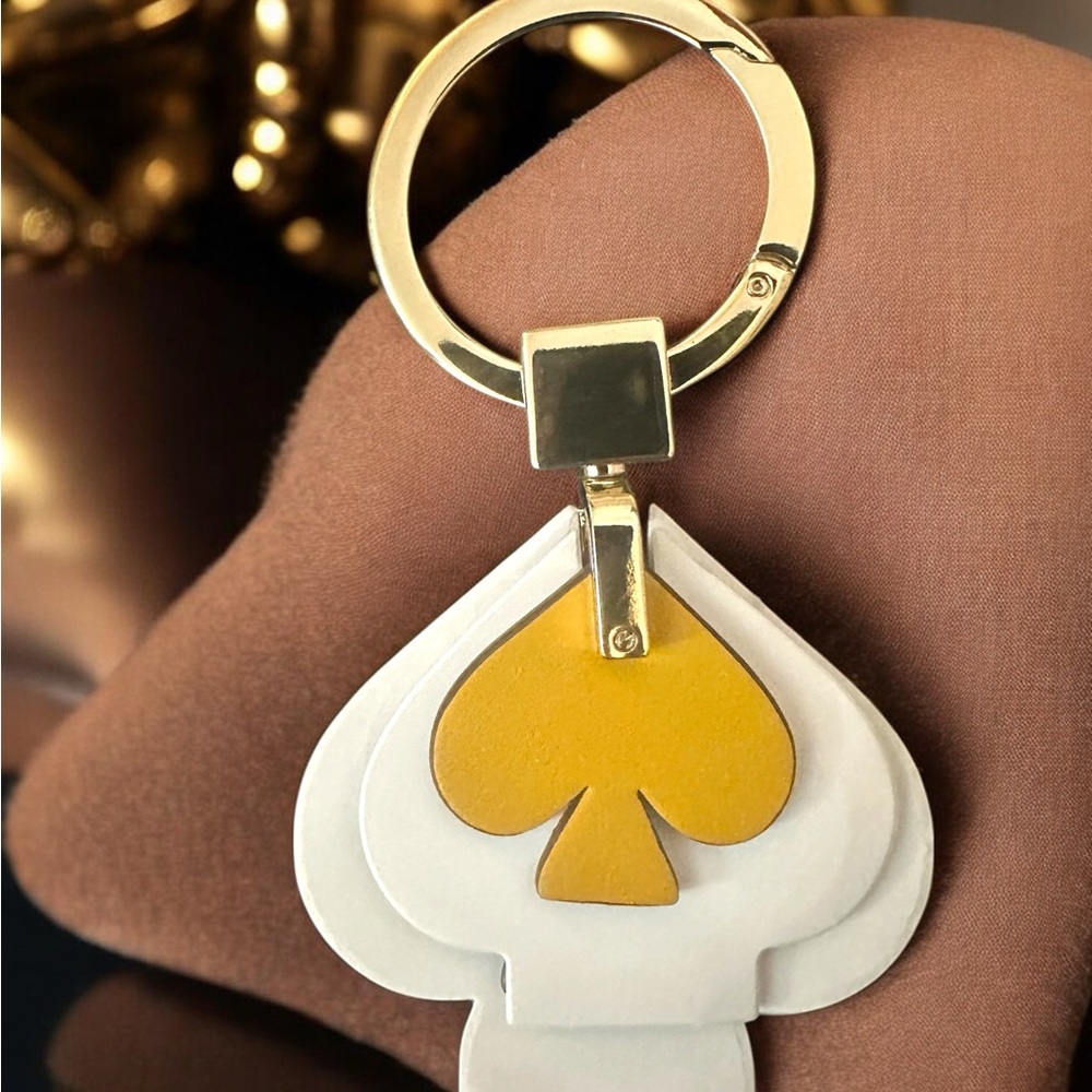 Kate Spade Heart Keychain & Bag Charm New W/ Gold, Burgundy & Blue Charms - Picture 6 of 13